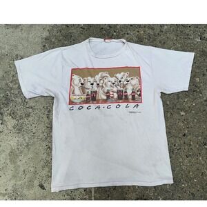 Vintage 1996 Coca Cola Polar Bear Family Diner Shirt XL White